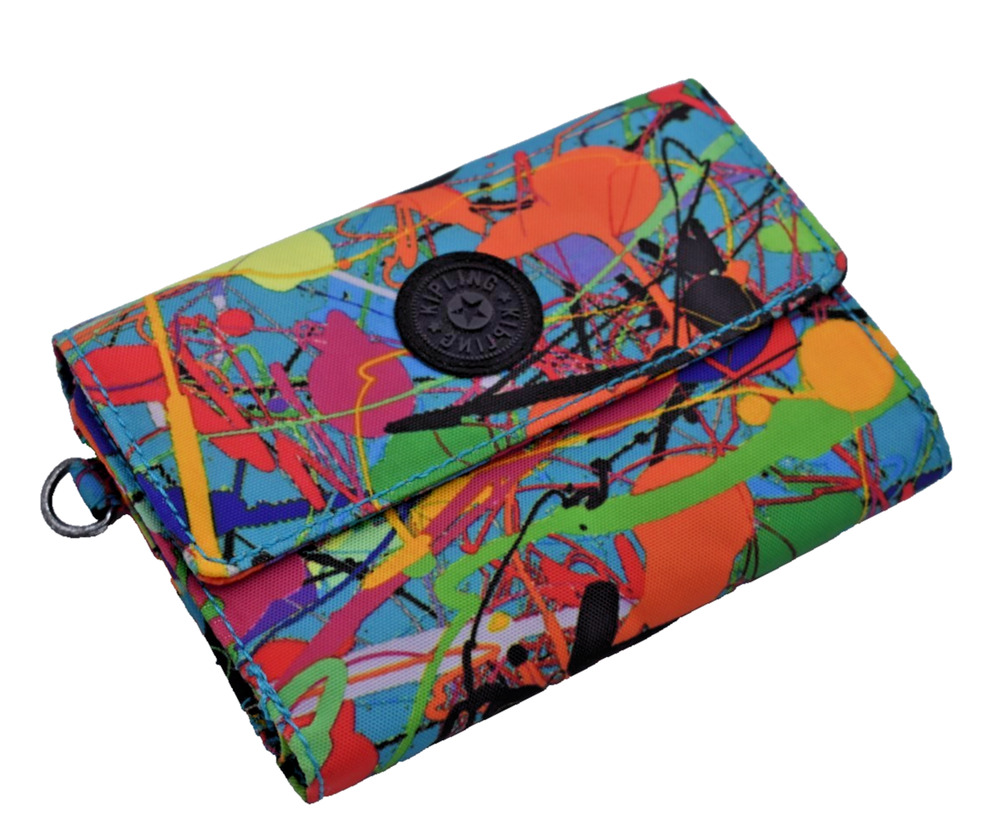 KIPLING Pixi Wallet Medium Trifold Medium Organizer - Blue Paint Splatter